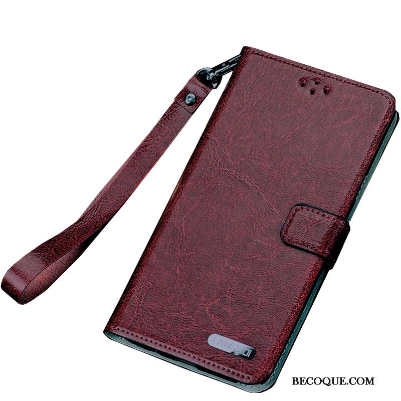 Sony Xperia Xa Ultra Coque Vin Rouge Étui En Cuir Silicone Simple Cuir Véritable Protection