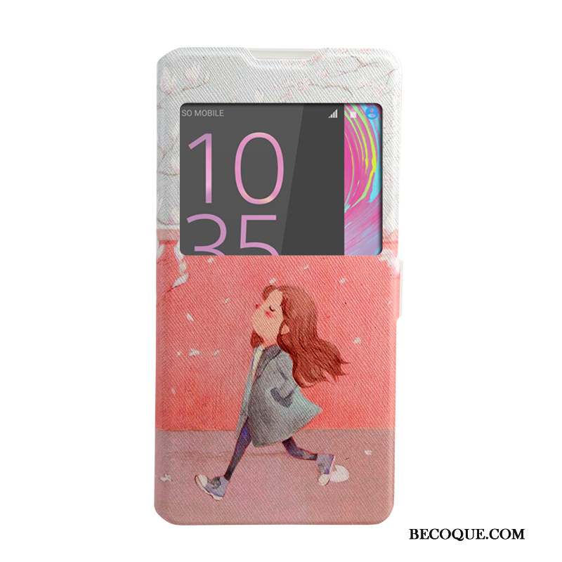 Sony Xperia Xa Ultra Coque Étui En Cuir Téléphone Portable Rose Peinture Housse Windows