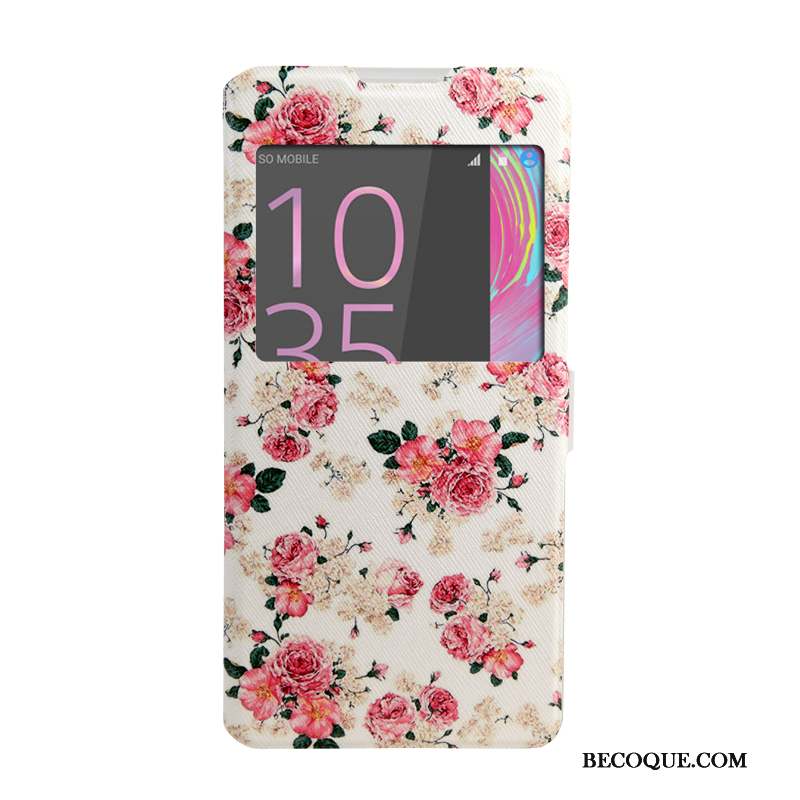 Sony Xperia Xa Ultra Coque Étui En Cuir Téléphone Portable Rose Peinture Housse Windows