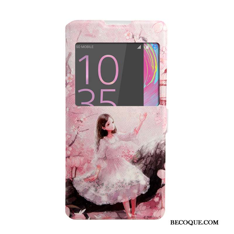 Sony Xperia Xa Ultra Coque Étui En Cuir Téléphone Portable Rose Peinture Housse Windows