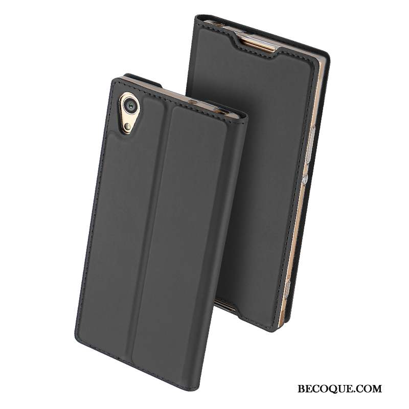 Sony Xperia Xa1 Business Étui En Cuir Protection Or Housse Coque