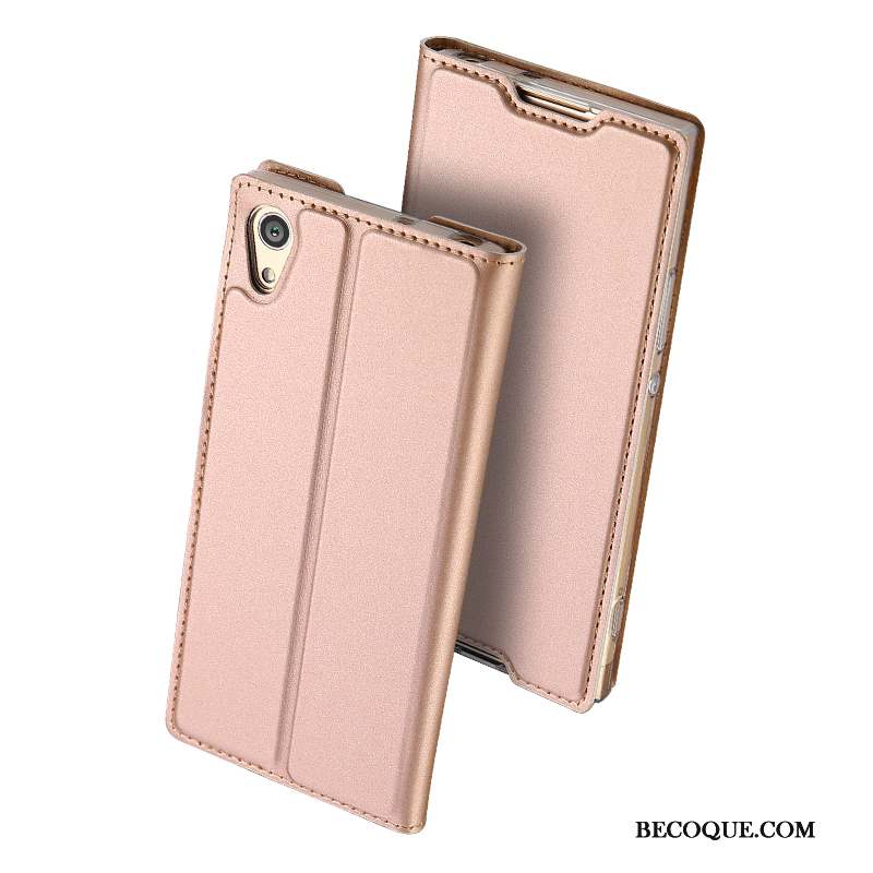 Sony Xperia Xa1 Business Étui En Cuir Protection Or Housse Coque