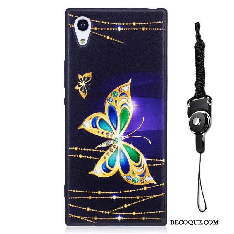 Sony Xperia Xa1 Coque De Téléphone Peinture Noir Délavé En Daim Tendance Dessin Animé