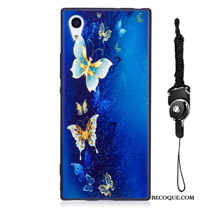 Sony Xperia Xa1 Coque De Téléphone Peinture Noir Délavé En Daim Tendance Dessin Animé