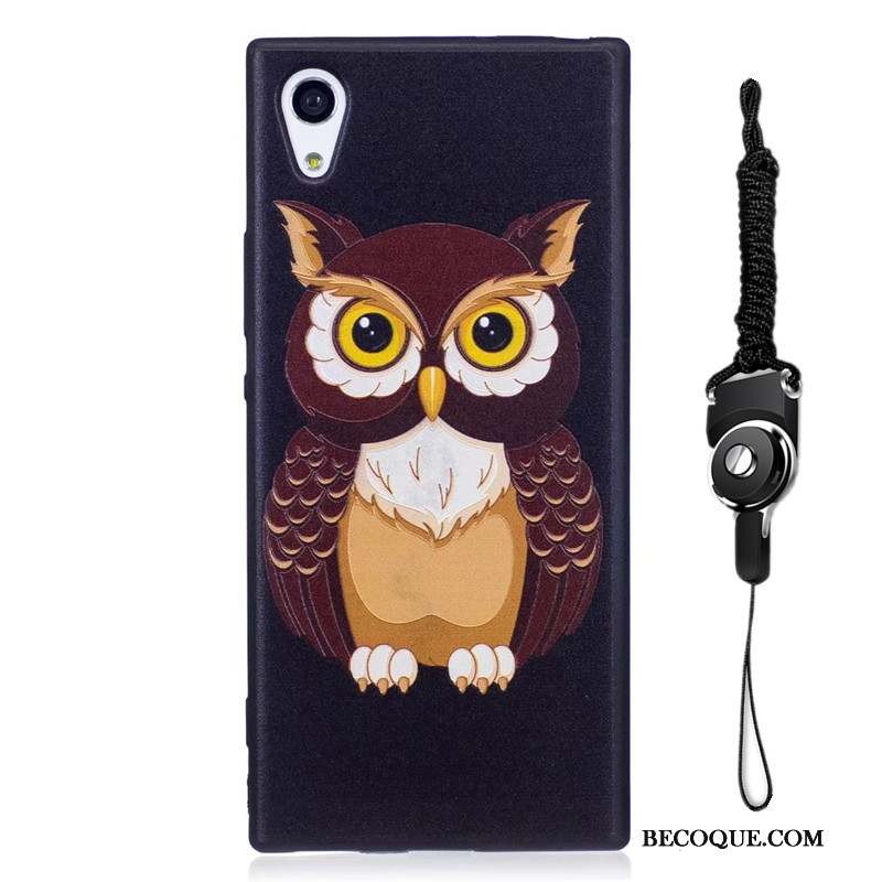 Sony Xperia Xa1 Coque De Téléphone Peinture Noir Délavé En Daim Tendance Dessin Animé