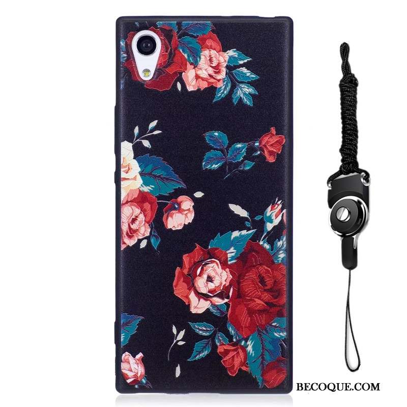 Sony Xperia Xa1 Coque De Téléphone Peinture Noir Délavé En Daim Tendance Dessin Animé