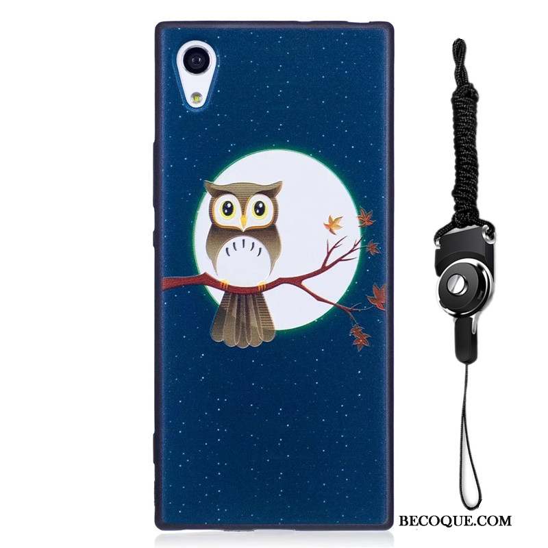 Sony Xperia Xa1 Coque De Téléphone Peinture Noir Délavé En Daim Tendance Dessin Animé