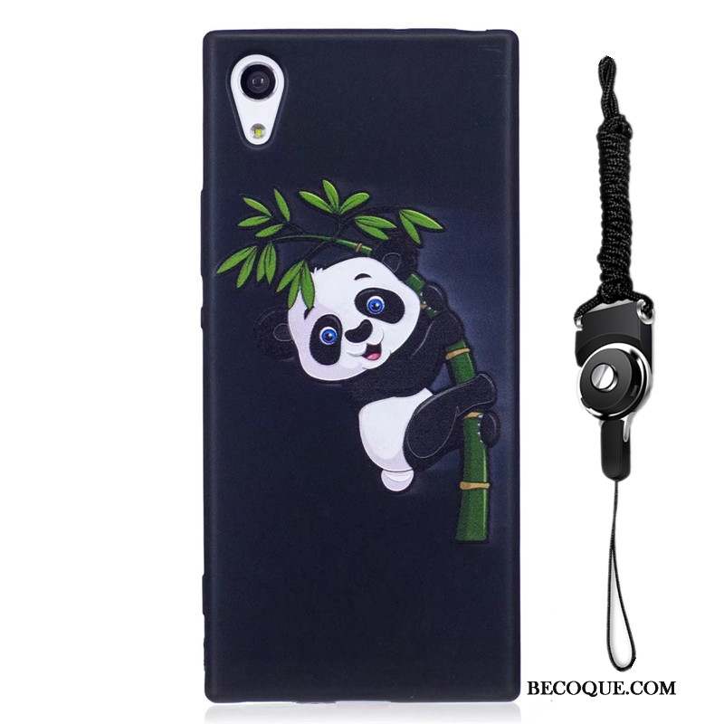 Sony Xperia Xa1 Coque De Téléphone Peinture Noir Délavé En Daim Tendance Dessin Animé