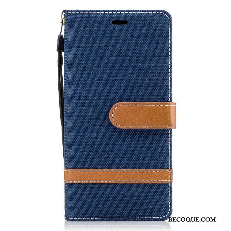 Sony Xperia Xa1 Coque Housse En Denim Protection Rouge Portefeuille Étui En Cuir