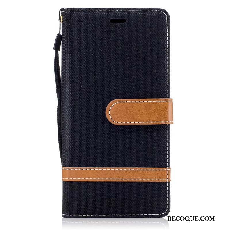 Sony Xperia Xa1 Coque Housse En Denim Protection Rouge Portefeuille Étui En Cuir