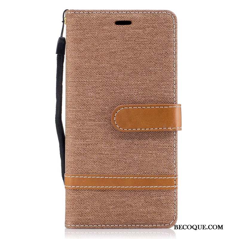 Sony Xperia Xa1 Coque Housse En Denim Protection Rouge Portefeuille Étui En Cuir