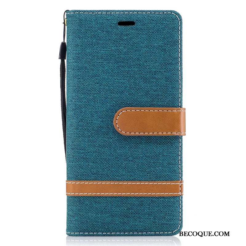 Sony Xperia Xa1 Coque Housse En Denim Protection Rouge Portefeuille Étui En Cuir