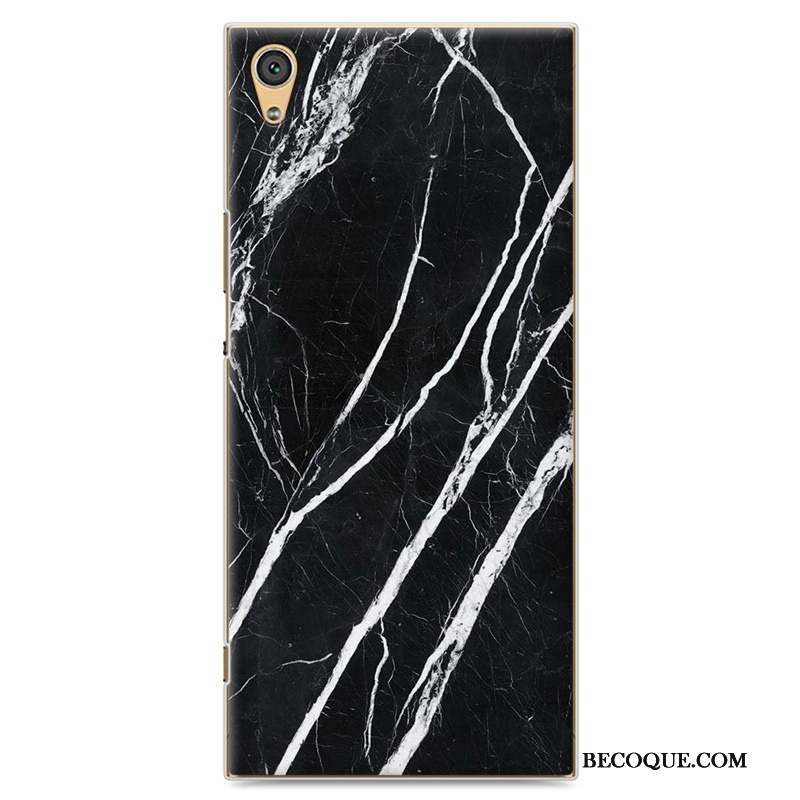 Sony Xperia Xa1 Coque Étui Noir Vintage Peinture Protection Bois