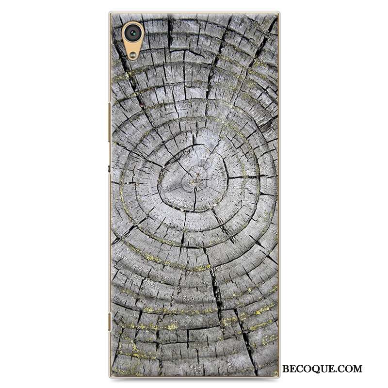 Sony Xperia Xa1 Coque Étui Noir Vintage Peinture Protection Bois