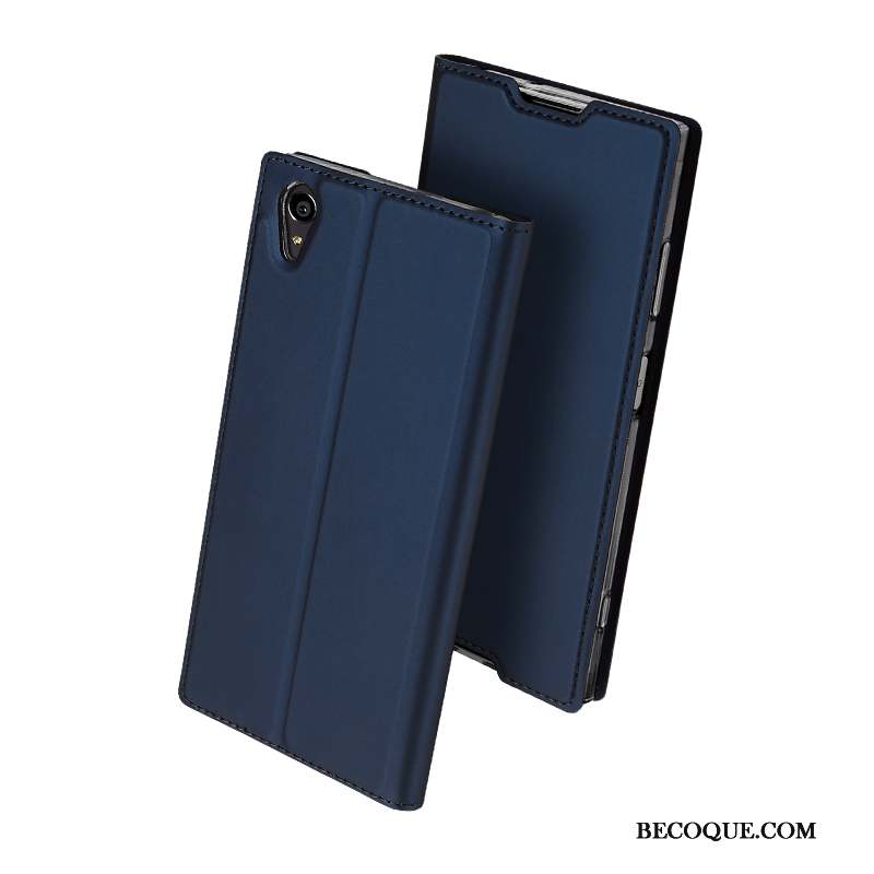 Sony Xperia Xa1 Plus Coque Protection Noir Carte Incassable Étui En Cuir Téléphone Portable
