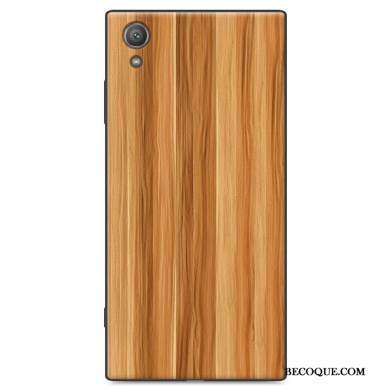 Sony Xperia Xa1 Plus Grain De Bois Peinture Marron Coque Protection Silicone