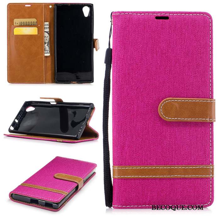 Sony Xperia Xa1 Plus Incassable Housse Étui En Cuir Bordure Violet Coque De Téléphone