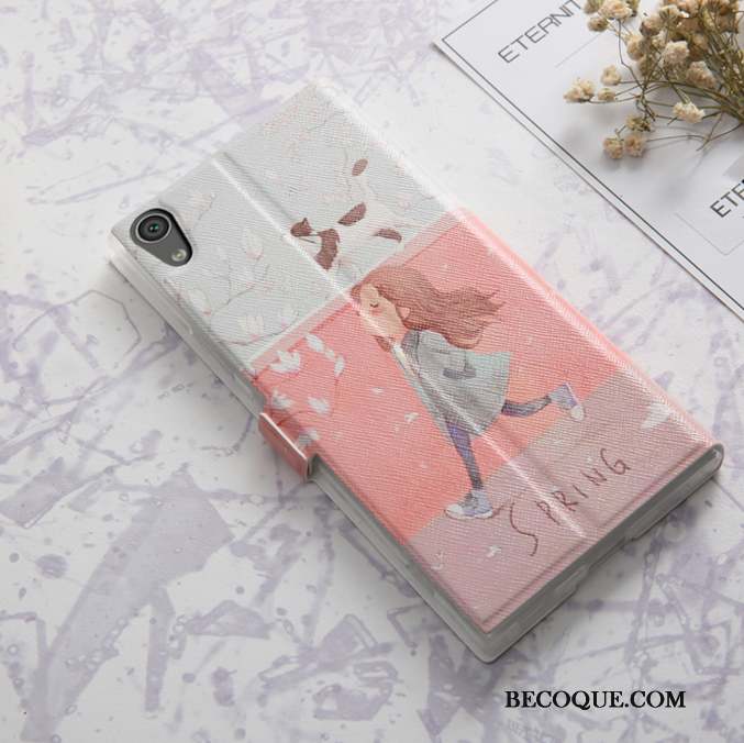 Sony Xperia Xa1 Ultra Étui En Cuir Protection Coque De Téléphone Rose Housse Dessin Animé