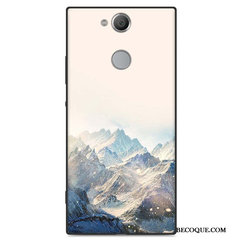 Sony Xperia Xa2 Dessin Animé Bleu Étui Délavé En Daim Coque De Téléphone Silicone