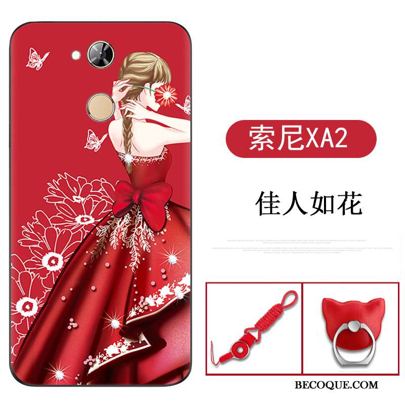 Sony Xperia Xa2 Dessin Animé Rouge Coque De Téléphone Téléphone Portable Étui Silicone