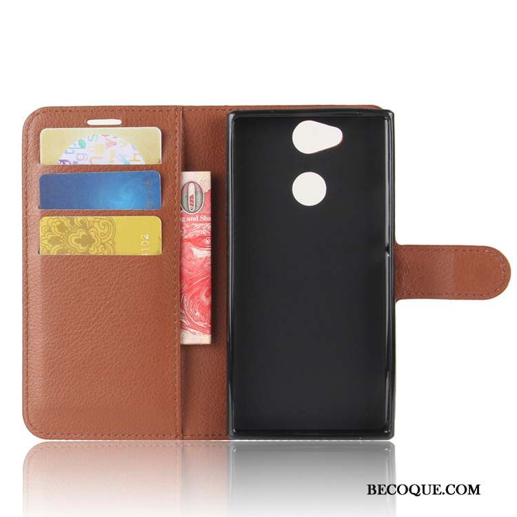 Sony Xperia Xa2 Portefeuille Téléphone Portable Carte Étui En Cuir Coque Vert