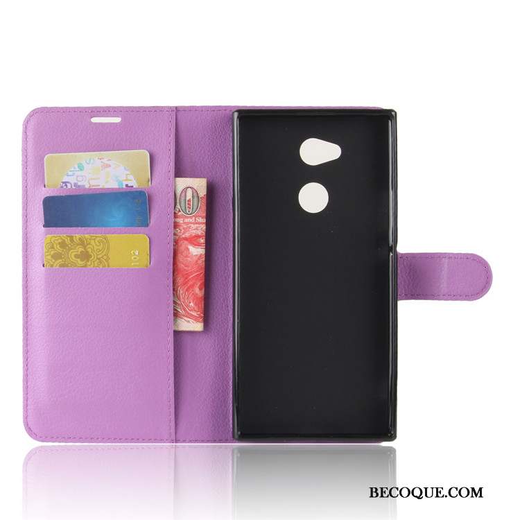 Sony Xperia Xa2 Ultra Coque Protection Carte Étui En Cuir Bleu Clair Violet Portefeuille