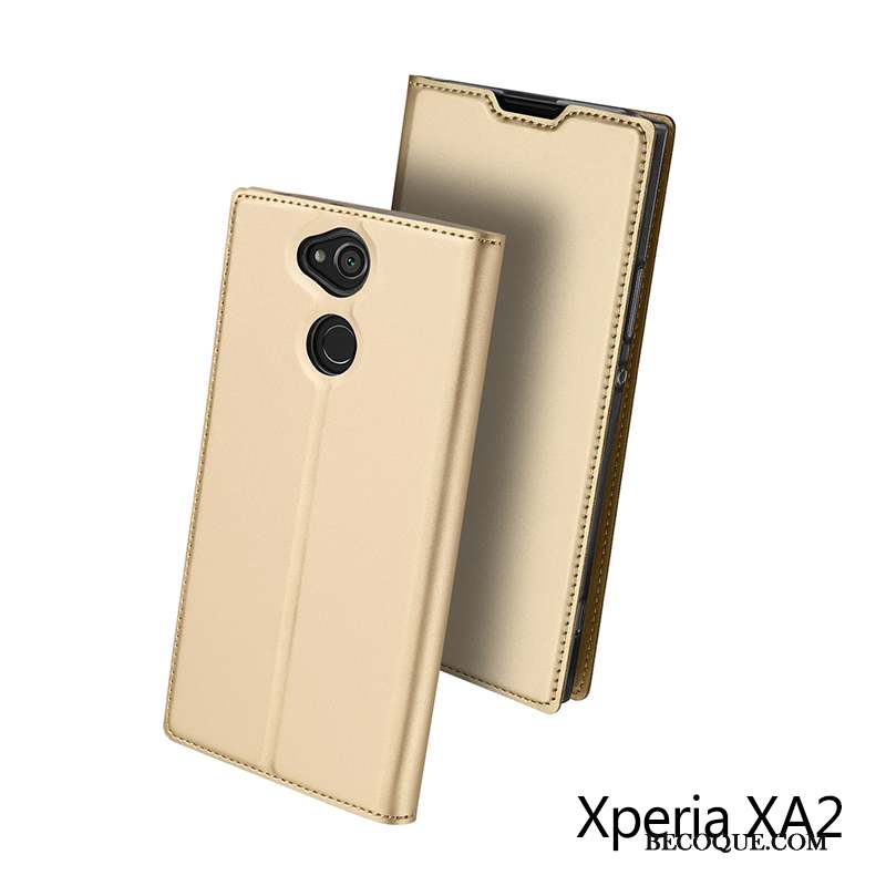 Sony Xperia Xa2 Étui En Cuir Protection Carte Or Rose Coque Téléphone Portable