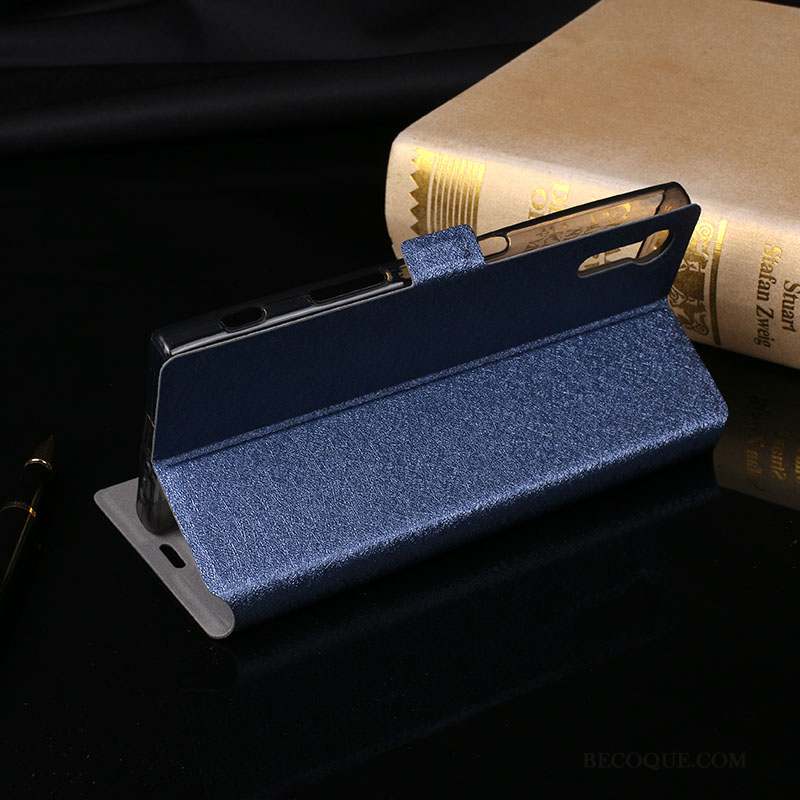 Sony Xperia Xz Coque Téléphone Portable Protection Étui Housse Étui En Cuir Bleu