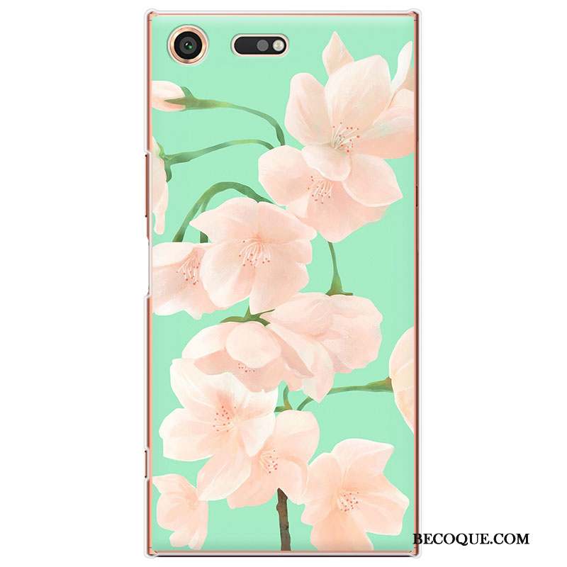 Sony Xperia Xz Premium Coque Protection Fleurs Dessin Animé Vert Charmant Étui