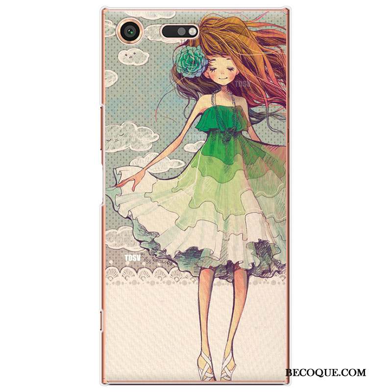 Sony Xperia Xz Premium Coque Protection Fleurs Dessin Animé Vert Charmant Étui