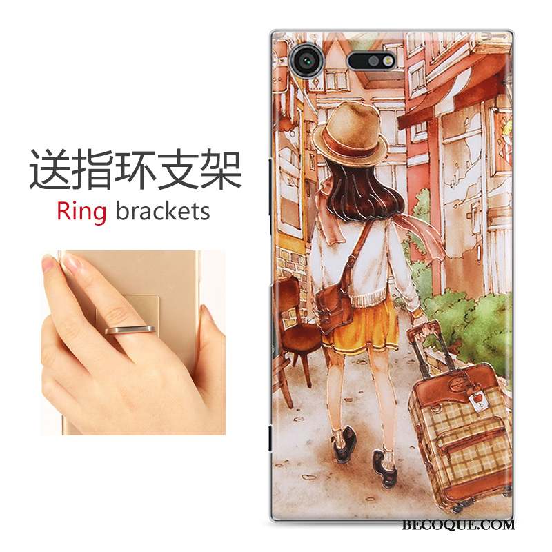 Sony Xperia Xz Premium Gaufrage Peinture Charmant Dessin Animé Coque De Téléphone Gris