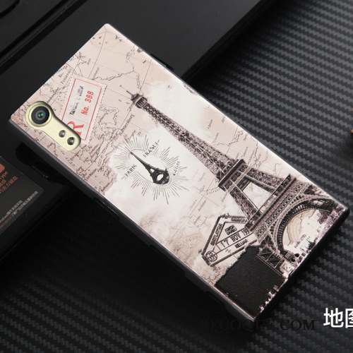 Sony Xperia Xz Silicone Créatif Gaufrage Noir Étui Coque De Téléphone