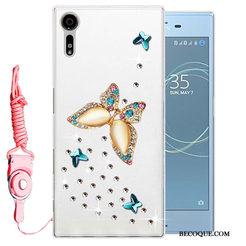 Sony Xperia Xz Strass Fluide Doux Protection Blanc Coque De Téléphone Étui