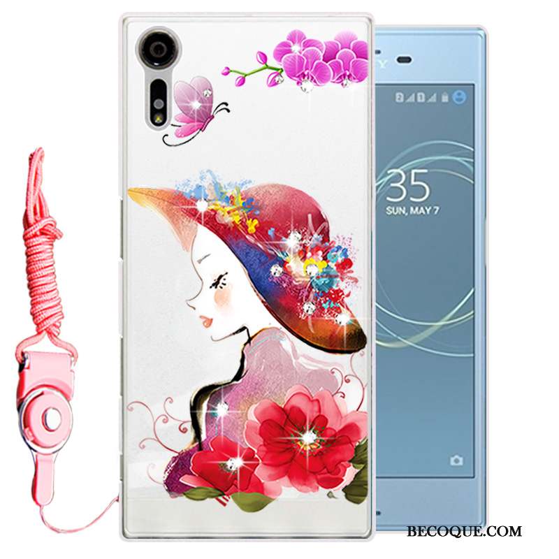 Sony Xperia Xz Strass Fluide Doux Protection Blanc Coque De Téléphone Étui