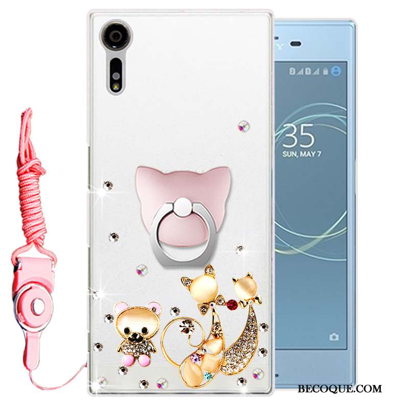 Sony Xperia Xz Strass Fluide Doux Protection Blanc Coque De Téléphone Étui