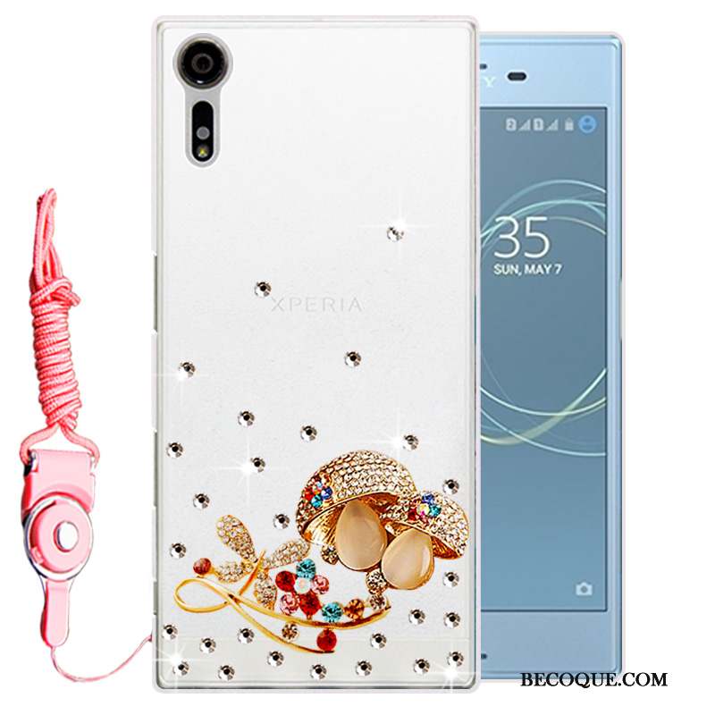 Sony Xperia Xz Strass Fluide Doux Protection Blanc Coque De Téléphone Étui