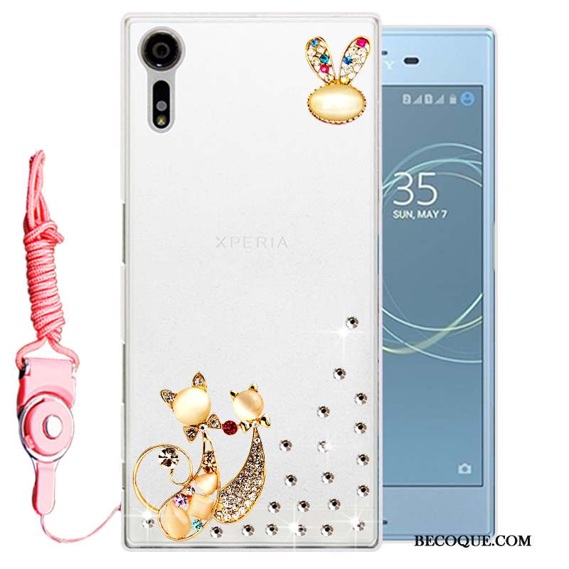 Sony Xperia Xz Strass Fluide Doux Protection Blanc Coque De Téléphone Étui