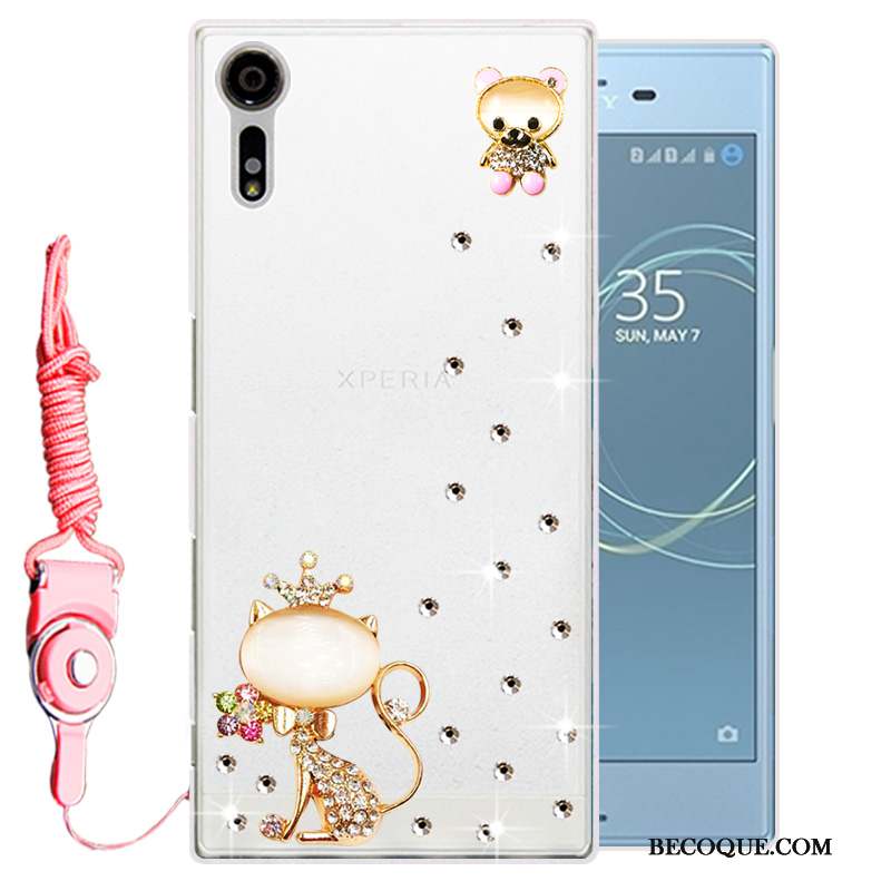 Sony Xperia Xz Strass Fluide Doux Protection Blanc Coque De Téléphone Étui