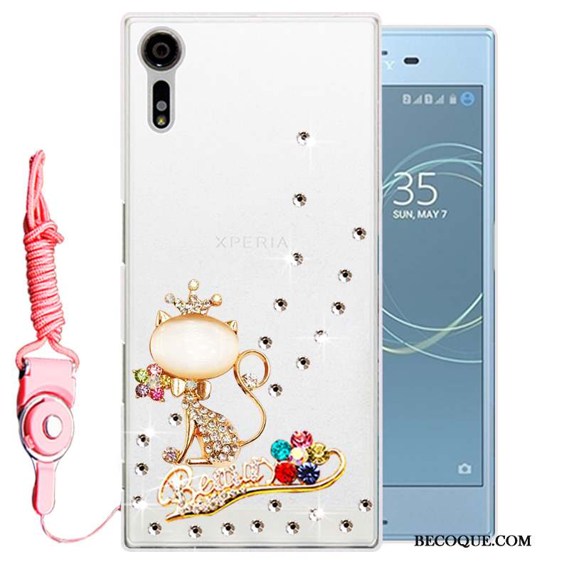 Sony Xperia Xz Strass Fluide Doux Protection Blanc Coque De Téléphone Étui