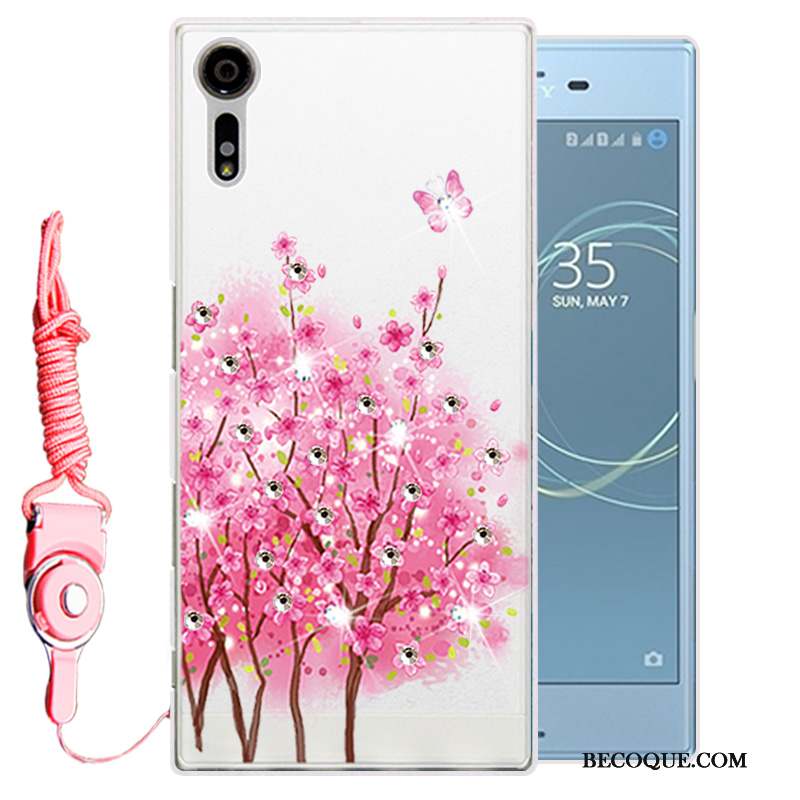 Sony Xperia Xz Strass Fluide Doux Protection Blanc Coque De Téléphone Étui