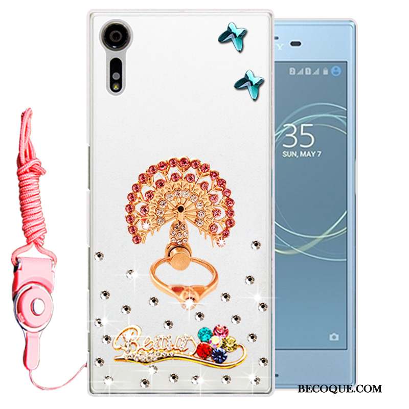 Sony Xperia Xz Strass Fluide Doux Protection Blanc Coque De Téléphone Étui