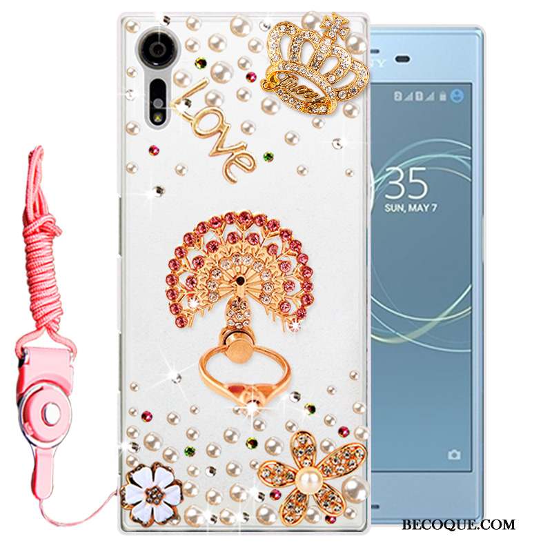 Sony Xperia Xz Strass Fluide Doux Protection Blanc Coque De Téléphone Étui