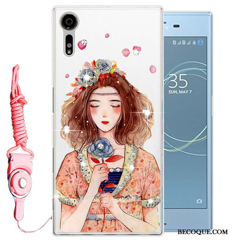 Sony Xperia Xz Strass Fluide Doux Protection Blanc Coque De Téléphone Étui