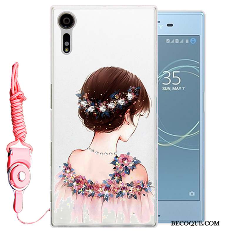 Sony Xperia Xz Strass Fluide Doux Protection Blanc Coque De Téléphone Étui