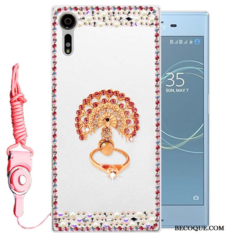 Sony Xperia Xz Strass Fluide Doux Protection Blanc Coque De Téléphone Étui