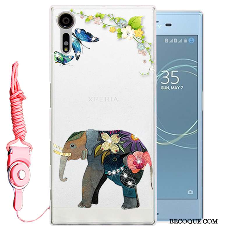 Sony Xperia Xz Strass Fluide Doux Protection Blanc Coque De Téléphone Étui