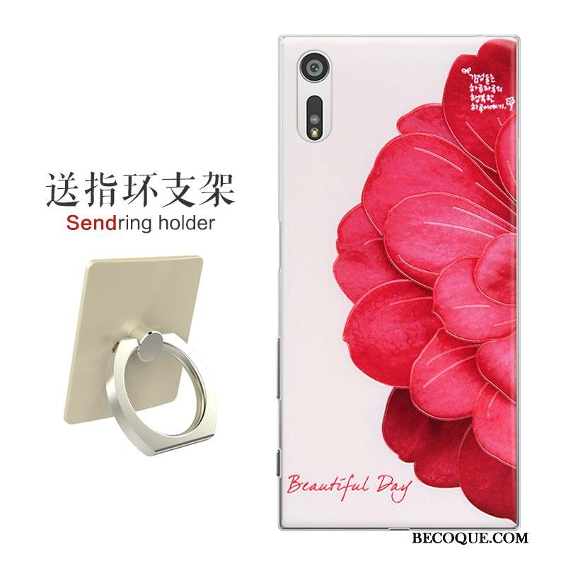 Sony Xperia Xz Étui Fleurs Rose Coque De Téléphone Gaufrage Protection