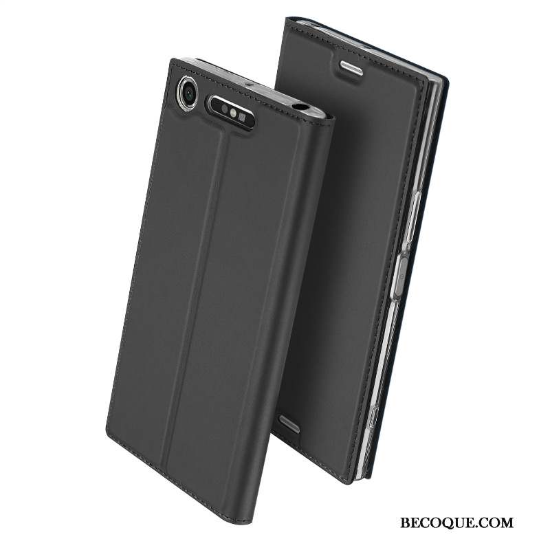 Sony Xperia Xz1 Carte Business Coque Protection Étui En Cuir Bleu