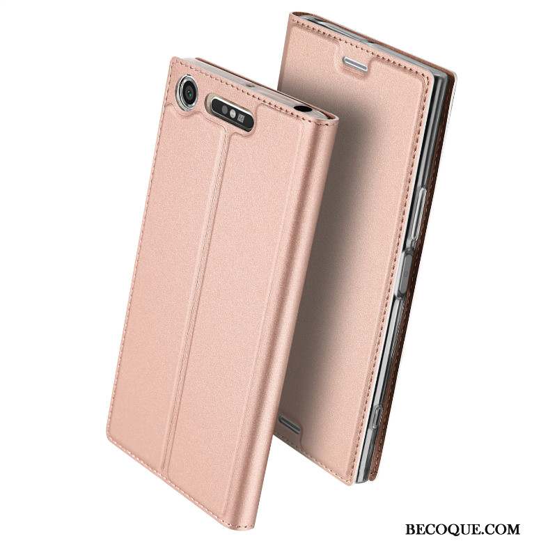 Sony Xperia Xz1 Carte Business Coque Protection Étui En Cuir Bleu