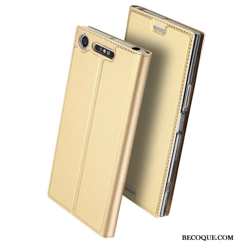 Sony Xperia Xz1 Carte Business Coque Protection Étui En Cuir Bleu